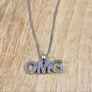 Diamond 💎 chip and sterling silver OMG necklace